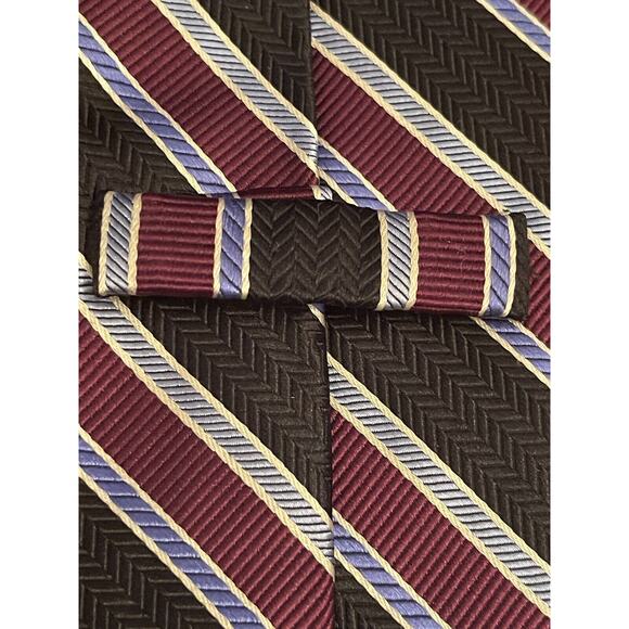 Cremieux Burgundy Black Blue 100% Silk Men’s Neck Tie Made In Usa - Picture 8 of 9